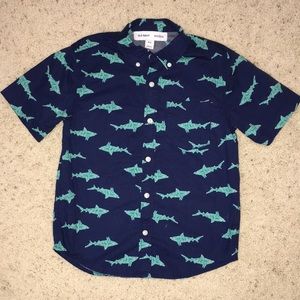 Old Navy Shark Printed Design Beach Coastal Polo Top